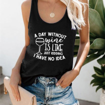 Camiseta sin mangas con estampado de letras de verano para mujer