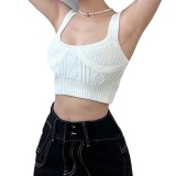 Women's Camisole Sexy Knit Solid Color Small Vest Wool Knit Crop Top