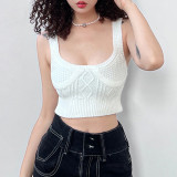 Women's Camisole Sexy Knit Solid Color Small Vest Wool Knit Crop Top