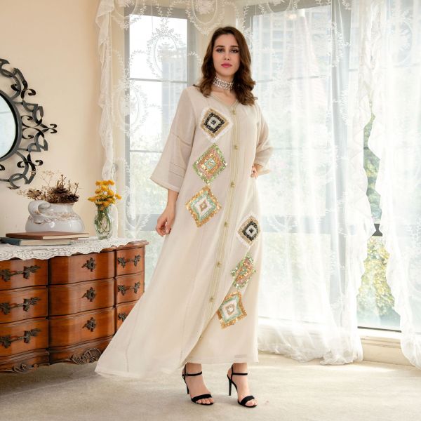 Arabian Sequin Embroidered Loose Long Sleeve Robe