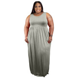 women's sleeveless casual loose plus size dress