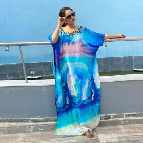 Baskılı Bornoz Kadın tatilleri Cover Up Plaj Elbisesi