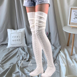 Woolen foot warmer stockings autumn and winter solid color over-the-knee socks stockings pile pile socks thick women's socks