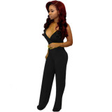 Women's Solid Color Sexy Suspender Jumpsuit Trousers