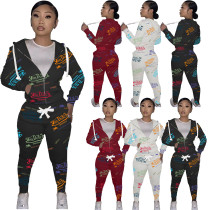 Damenmode Digital Print Letter Sweatshirt Trainingsanzug