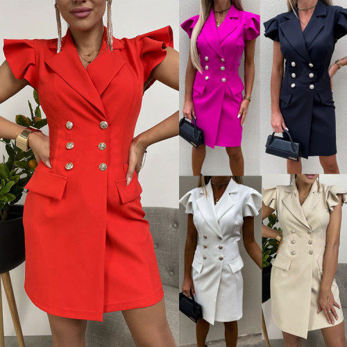 İlkbahar/Yaz Kadın Moda Takım Elbise Yaka İnce Profesyonel Ofis Elbisesi
