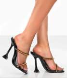 Spring Women Metal Chain In-Line High-Heeled Sandals