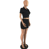 Women's Summer Short Sleeve Slim Fit Slim Bodycon Skirt Set