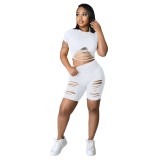 Women's Casual Sports  Solid Color Short Sleeve Two Piece Shorts Set