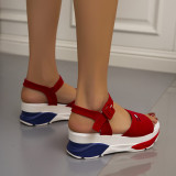 Color-blocking platform ankle strap women's sandals sports sandals women's plus size