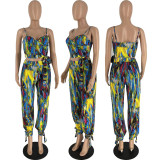 Women's Summer Fashion Sexy Colorful Print Two Piece