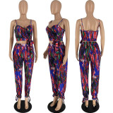 Women's Summer Fashion Sexy Colorful Print Two Piece