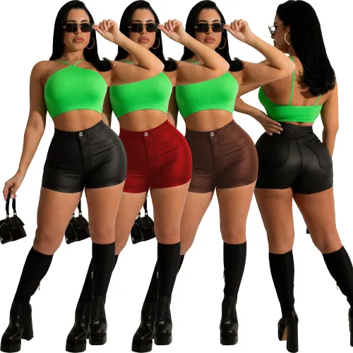 Women's Summer Fashion Leather Shorts