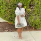 Spring/Summer Retro Court Style Pleated Puff Sleeve Loose Women Dress