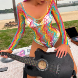 Irregular mesh fishnet sexy beach bodysuit