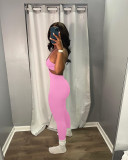 Women's Fashion Sexy Backless Straps Solid Color Casual Jumpsuit