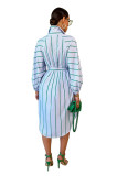 Women's Striped Print Casual Long Sleeve Print Dress