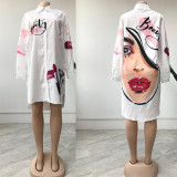 Women Summer Casual Printed Shirt Lapel Dress