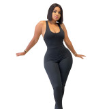 Women Sexy Black Contrast Patchwork Jumpsuit