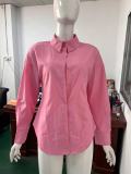 Women Spring Pink Modest Turn-down Collar Full Sleeves Solid Regular Shirt