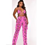 Sexy women's digital printing swimsuit mesh two-piece set (including underwear)