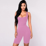 women's summer solid color sleeveless square neck sexy bodysuit