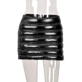 Spring and summer skirt splash-proof zipper glossy personality club skirt women