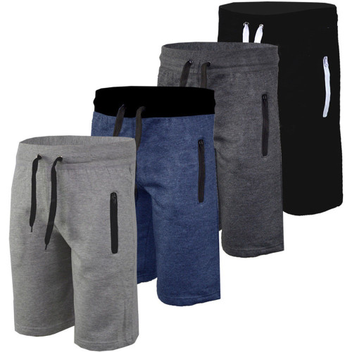 Sommer Herren Sportwear Solide Reißverschlusstaschen Shorts