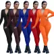 Women Zip Stretch One Piece Fitness Jumpsuit