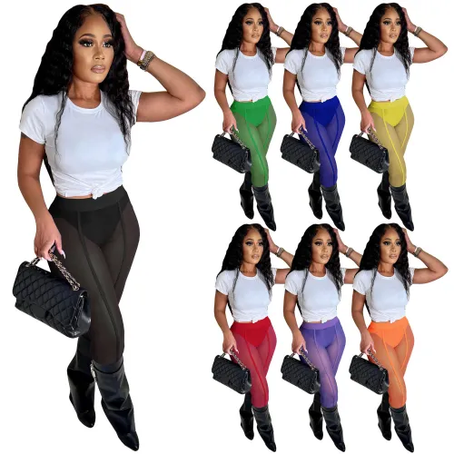 Women Sexy Mesh Nightclub Perspective Leggings With Panties
