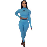 Women Long Sleeve Skinny Letter Print Top And Pant Two Piece Set