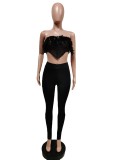 Women Fashion Combination Crop Top And Pant Two Piece Set