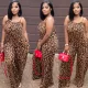 Plus Size Women Summer Fashion Leopard Print Straps Jumpsuit