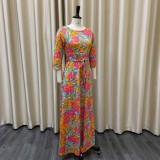 Plus Size Women's Print Dress Evening Dress