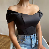 women's summer off sholder fishbone corset tube vest top