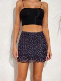 Spring/Summer Printed Mesh Skirt High Waist Double Layer Slim Women's Skirt