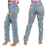 Jeans sueltos de pierna ancha de moda para mujer