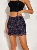 Spring/Summer Printed Mesh Skirt High Waist Double Layer Slim Women's Skirt