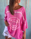 Women's Positioning Print Tie Dye Print Round Neck Casual Top