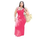 Fashion sexy women's solid color plus size dress