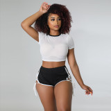Women's Summer Lace Up Sports Running Short Sleeve Shorts two piece Set