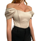 women's summer off sholder fishbone corset tube vest top