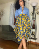 Women's Irregular Large Pocket Plaid Skirt