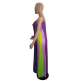 Plus Size Women's Multicolor patchwork straps Dress