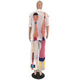 Conjunto de pantalones de dos piezas para mujer, traje plisado de camisa de manga corta de calle de verano para mujer