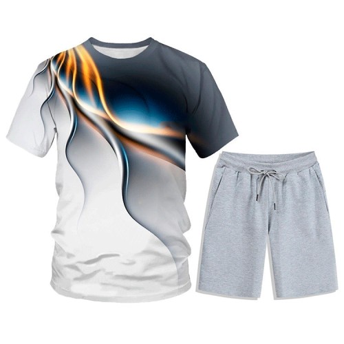 Impression numérique 3D pour hommes Impression géométrique à manches courtes T-shirts pour hommes Ensembles de shorts