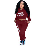 Women's Solid Color Printed Casual Two Piece Set Tracksuit
