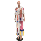 Conjunto de pantalones de dos piezas para mujer, traje plisado de camisa de manga corta de calle de verano para mujer