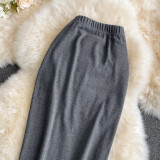 Falda delgada retro de cintura alta de verano para mujer, cintura elástica con cordón, bolsa de hendidura delgada, falda a la cadera
