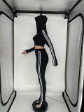 Women's Long Sleeve Crop Hooded Sweatsuit Casual Sports Two Piece Pants Set